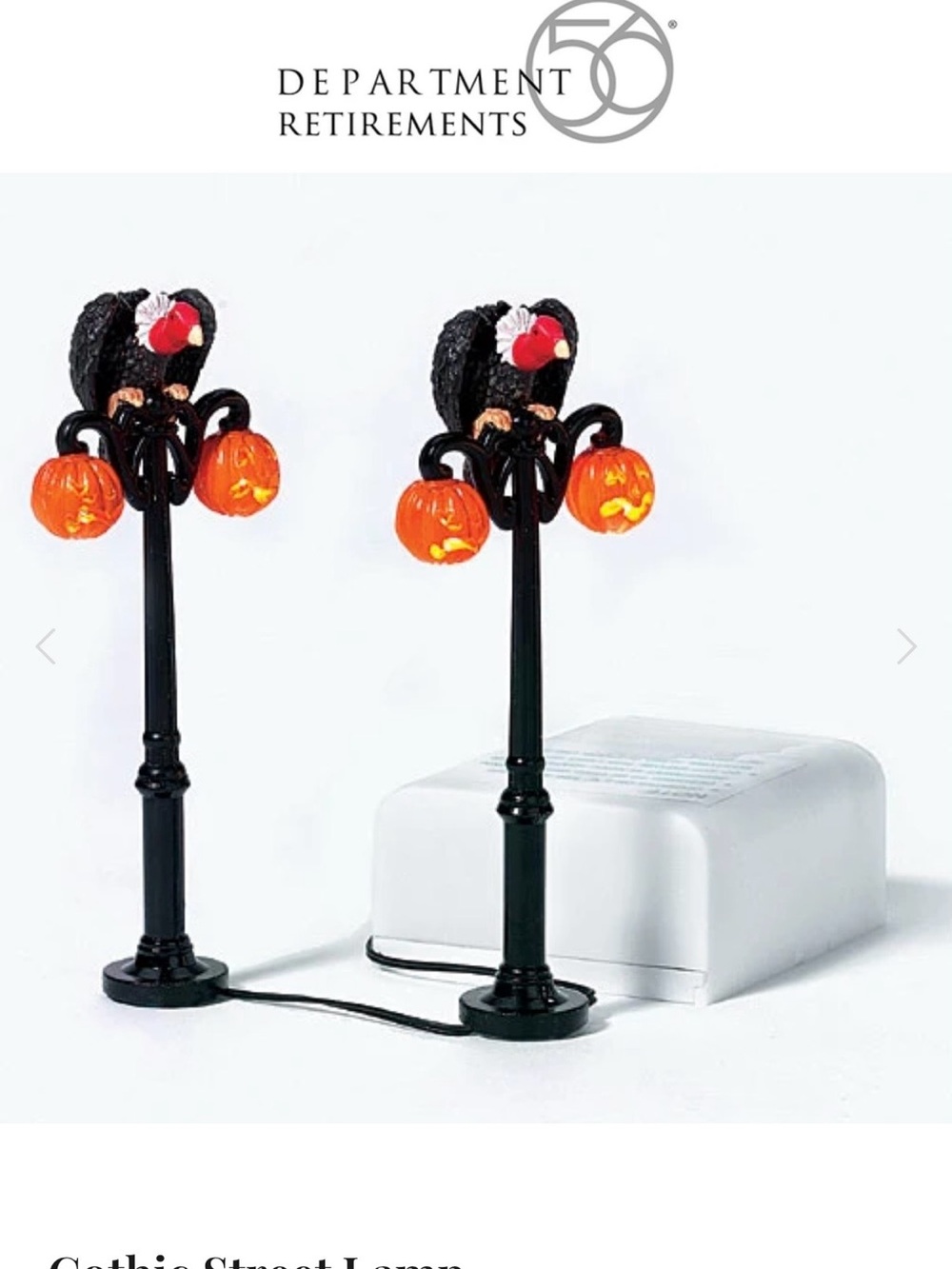 Retired Department 56 Halloween Gothic Street Lamps-Set of 2-SKU 52961